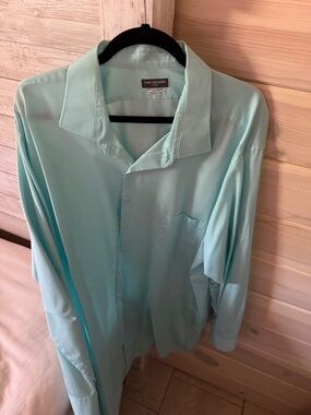 Van Heusen Men’s Aqua Dress Shirt - Long Sleeve Button-Up
